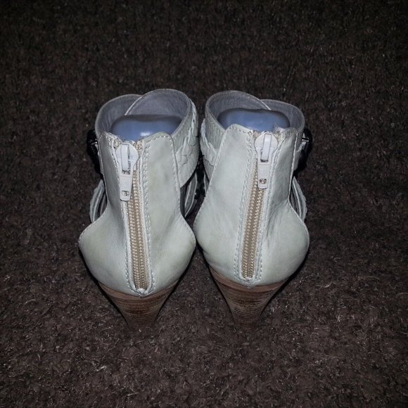 SPIRAL-Beige Leather Open Cowboy Booties-Back Zip-Gorgeous Details-SZ 39-NWOB - Picture 5 of 7